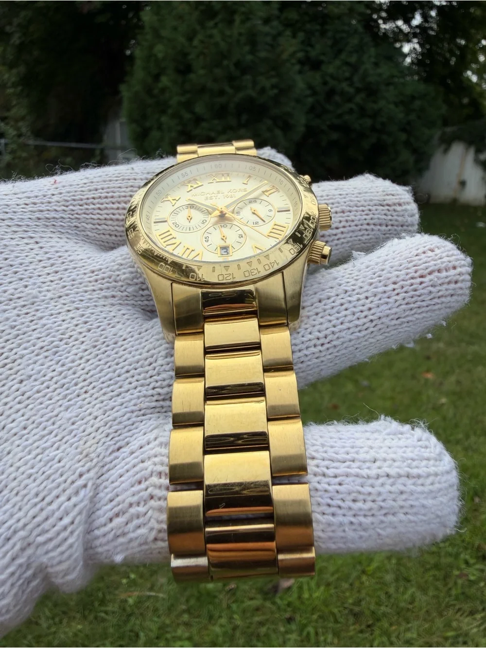 Michael Kors Layton MK8214 Gold-Tone Unisex Chronograph Roman Numeral Dial Watch